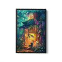 Kiki's Delivery Service with Black Cat Framed Canvas