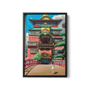 Spirited Away Bathhouse Black Framed Canvas